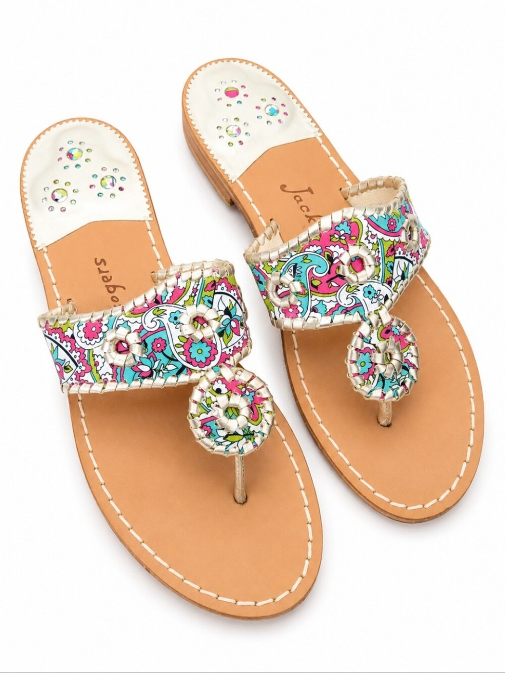 Jack Rogers Multicolor Flat Leather Sandals